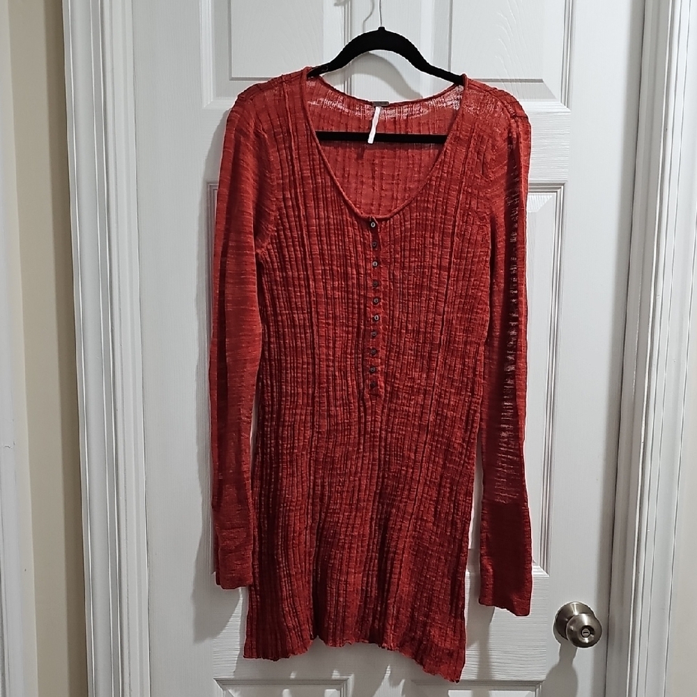 Free People Red Long Sleeve Tunic